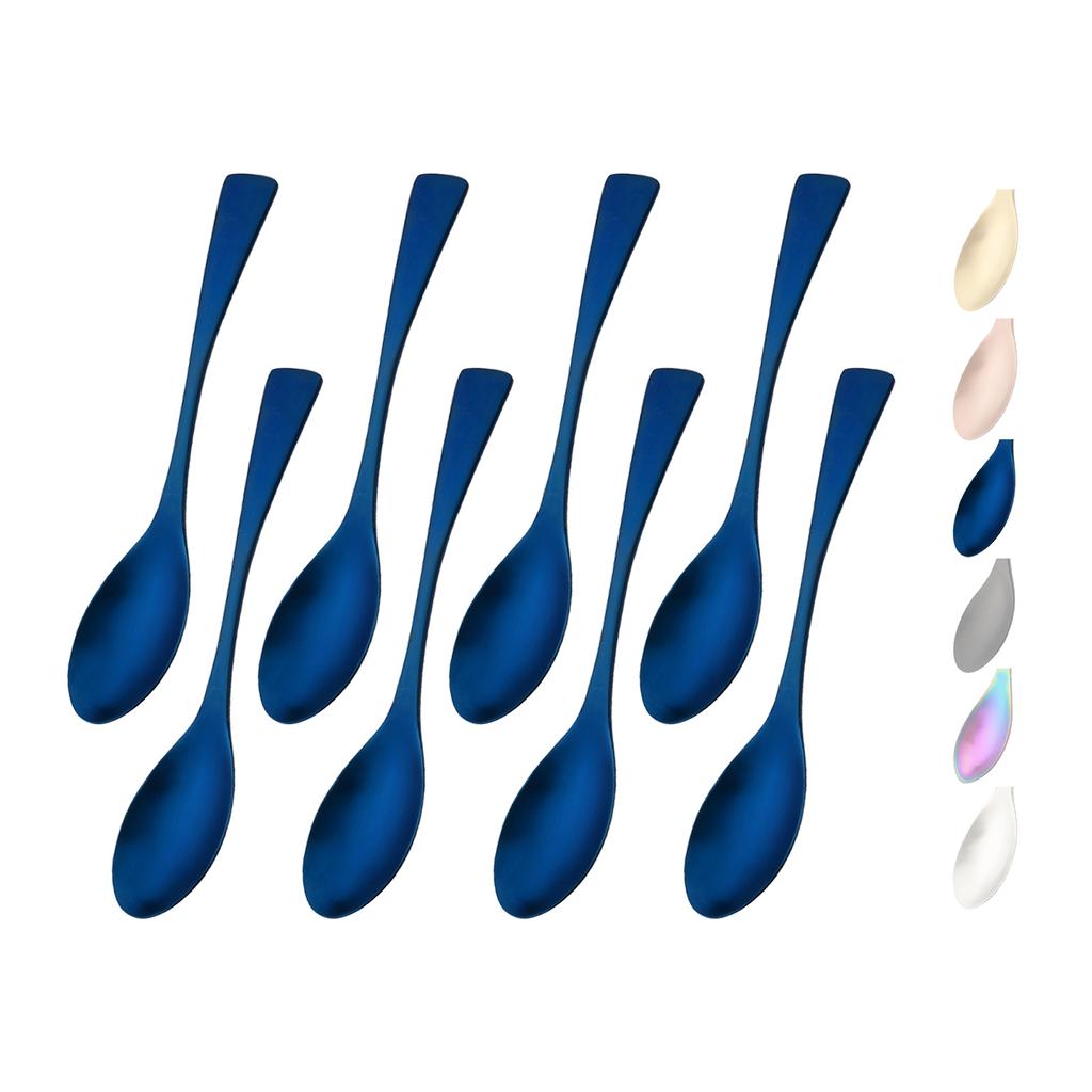8Pcs Silver Matte Finish Teaspoon Dinnerware Set High Quality Western 18/10 Stainless Steel Silverware Coffee Spoon Cutlery Kitchen Set