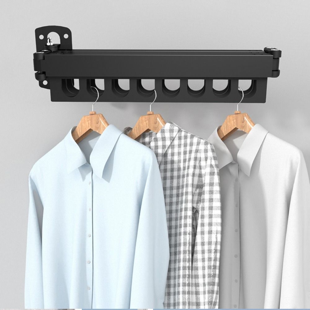 Aluminum Alloy Folding Clothes Hanger Wall Mount Clothes Organization Rack  for Laundry