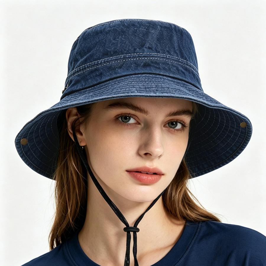 New cotton bucket hat men's and women's outdoor sun hat travel outdoor hiking hat casual denim hat