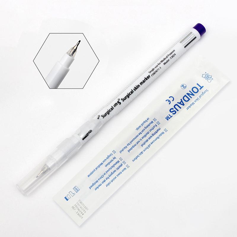 

1 шт. хирургический маркер для кожи, пирсинг ушей, носа, красота лица, брови, тату, наращивание ресниц, инструмент для макияжа, водонепроницаемый, синий, белый