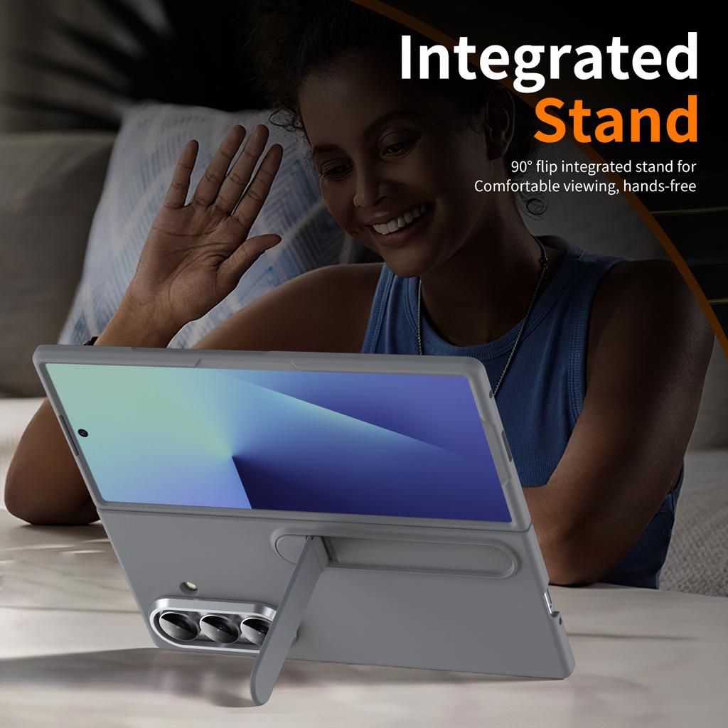 90° Flip Integrated Stand  Phone Case for Samsung Galaxy Z Fold 8 Ultra ZFold 8 WIDE 7 6 5 4 3 Metal Lens Frame Holder Pc Shell