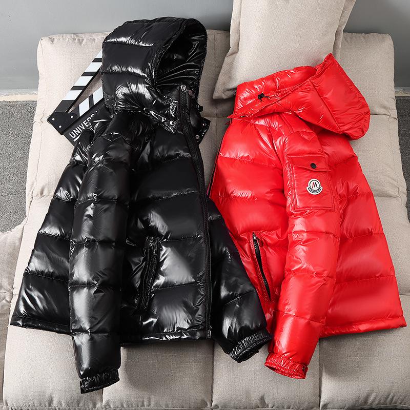 Autumn and Winter New Shiny Down Jacket Men's Loose and Versatile Red Couple Detachable Hat Thickened Men's Coat