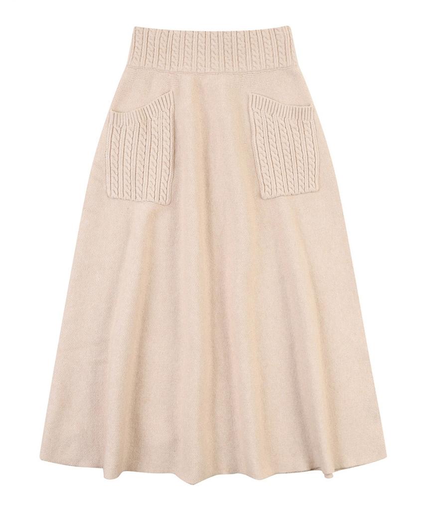 VANAKE Knit Cable Knit Long Skirt_Vb3Yksmv01Z