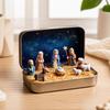 Mini Christmas Nativity Set In Tin Box Cute 3D Printed Figures Manger Set Iron Box For Christmas Home Decoration Holiday Gifts