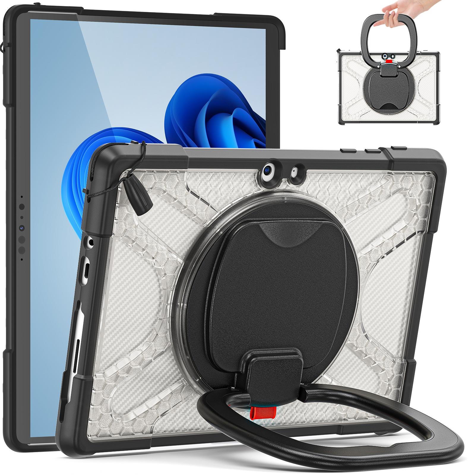 

Rotating Stand Handle Grip Case For Microsoft Surface Go 4 3 2 1 10.5 inch Heavy Duty Cover TPU-PC Keyboard Connection Support Surface Go 1-2-3-4 прозорий
