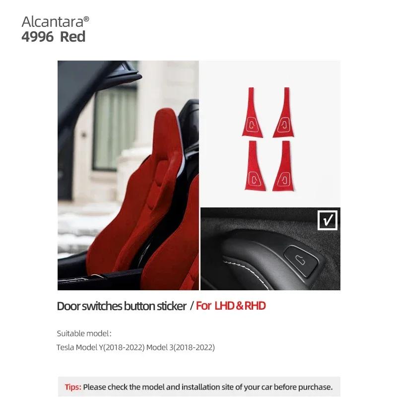 

Betterhumz 4PCS Door Button Trim Sticker for Model 3 Y Tesla Car Window Control Panel Made of Alcantara Cover Interior Accessory lock button 4996