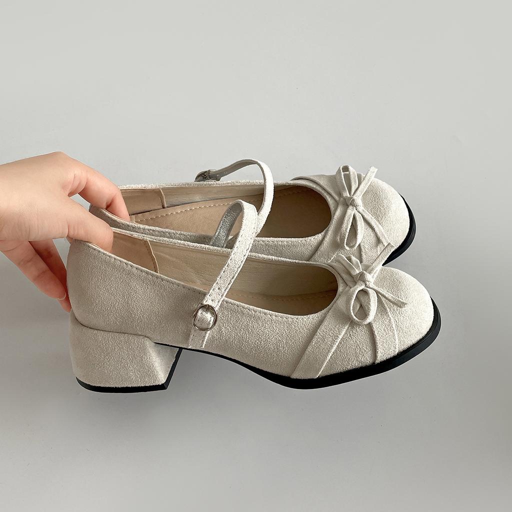 White French retro thick heel heightening shallow mouth single shoes women's summer 2025 new with skirt versatile Mary Jane shoes