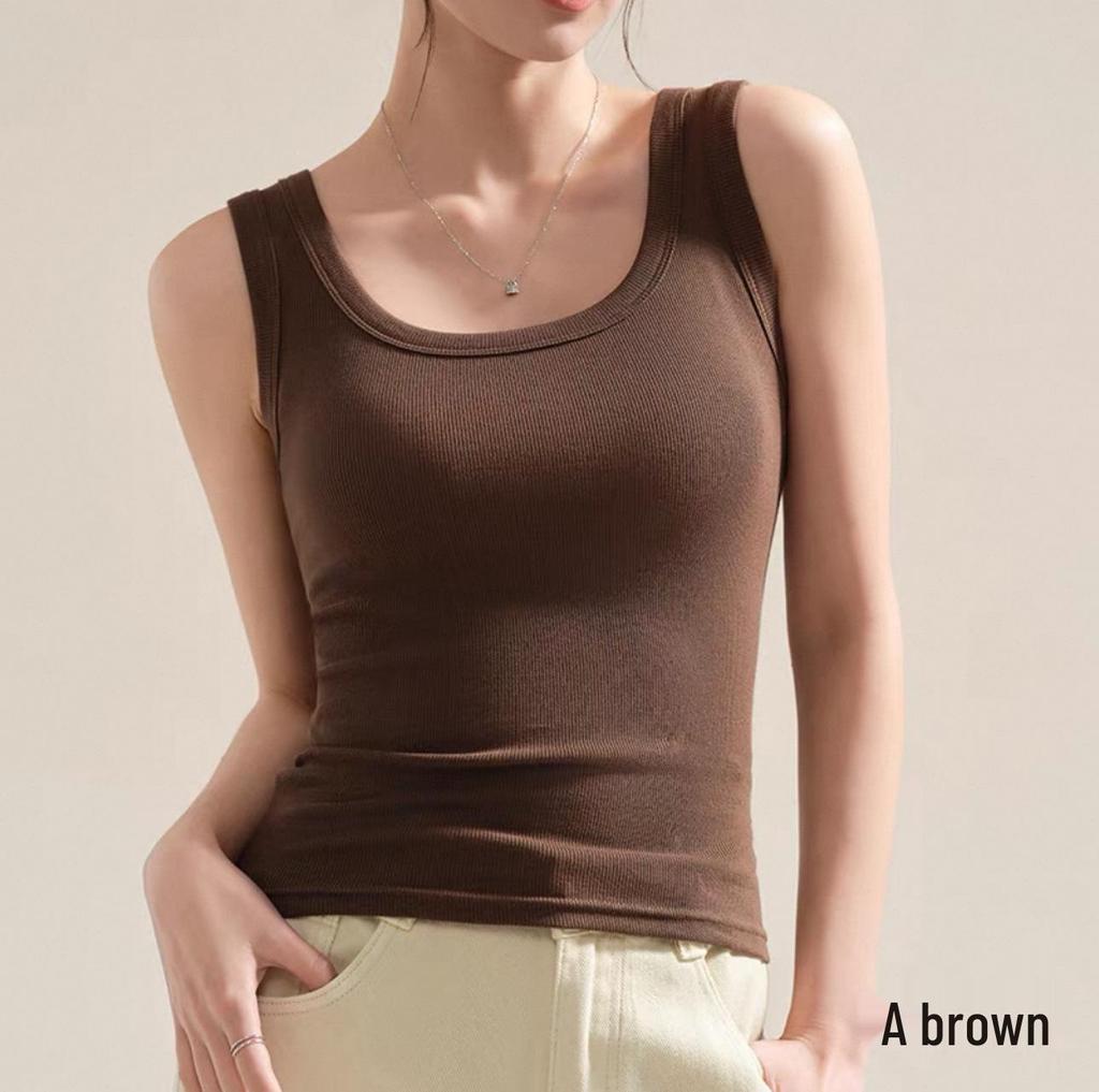 Women's Slim Fit Threaded Vest - Spring & Summer Solid Color Tank Top for Sports or Casual Wear