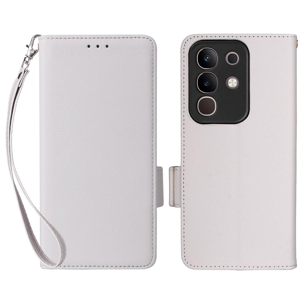 For vivo Y29 4G/T4x 5G Case with Wrist Strap Litchi Texture PU Leather Wallet Phone Cover