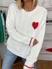 2025 Autumn-Winter Plus Size European American Women's Heart Round Neck Casual Knit Sweater
