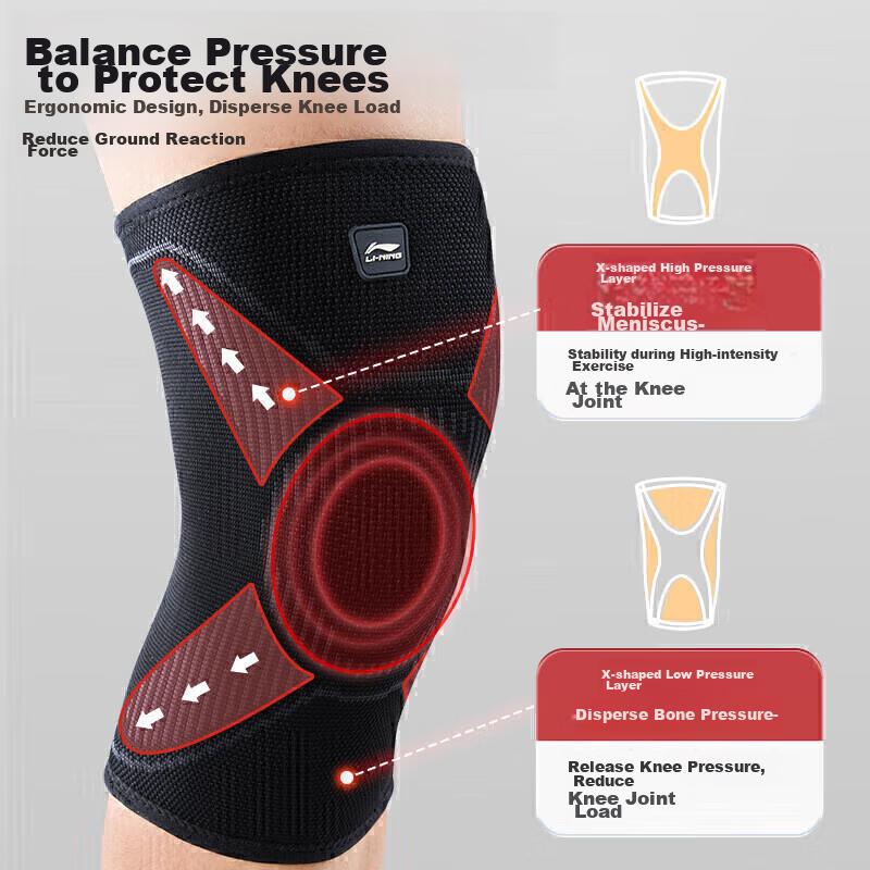 Li-Ning Knee Pads for Sports, Men's Running-Specific Meniscus Basketball Patella Knee Brace for Men And Women, Summer Badminton Knee Protector