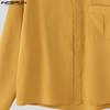 INCERUN S-5XL Men Turn Down Collar Long Sleeve Buttons Loose Casual Shirts Tops
