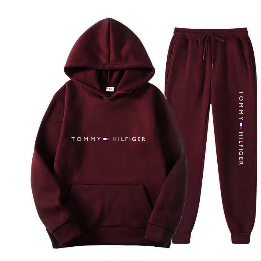 Unisex Spring/Autumn Hooded Fleece Set - Loose Fit, Casual Print Sweatshirt