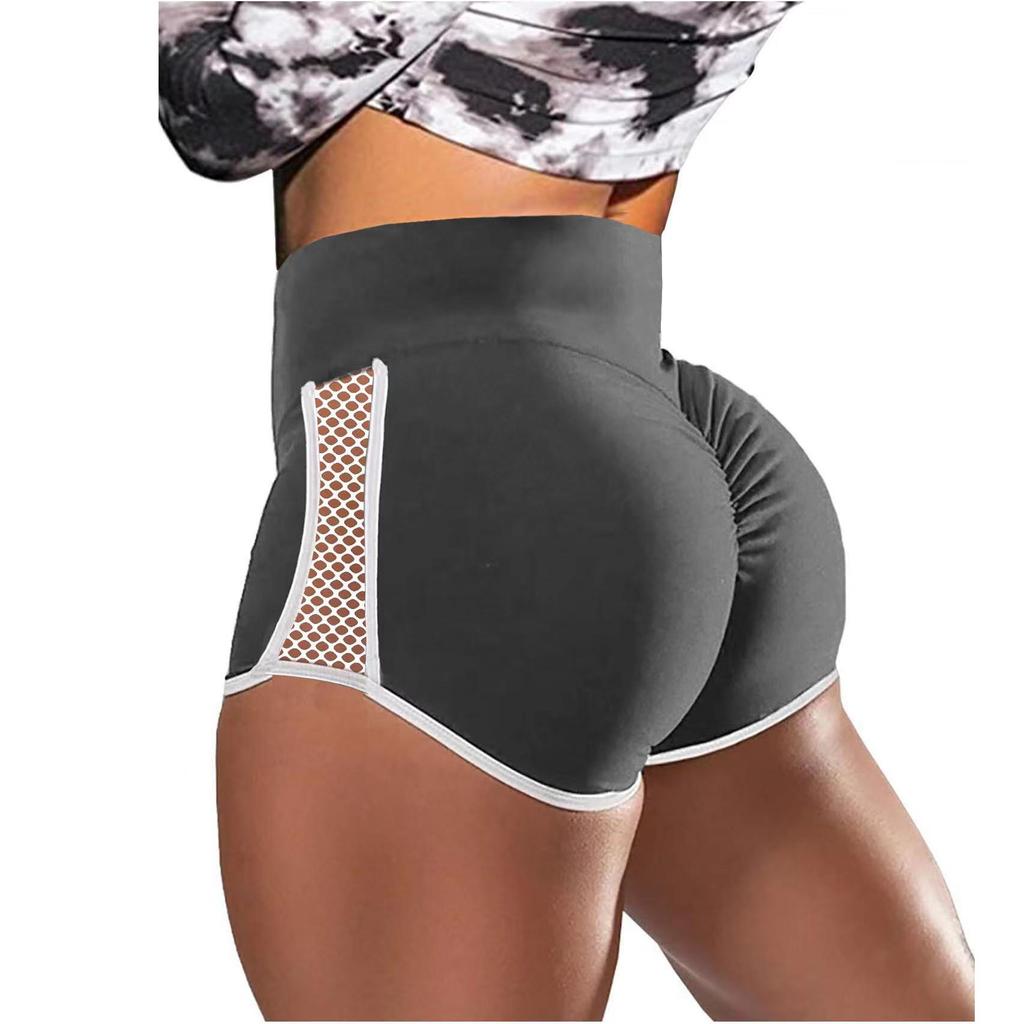 High-Waisted Tummy Control Mesh Yoga Shorts - Hip Lift Fitness Apparel