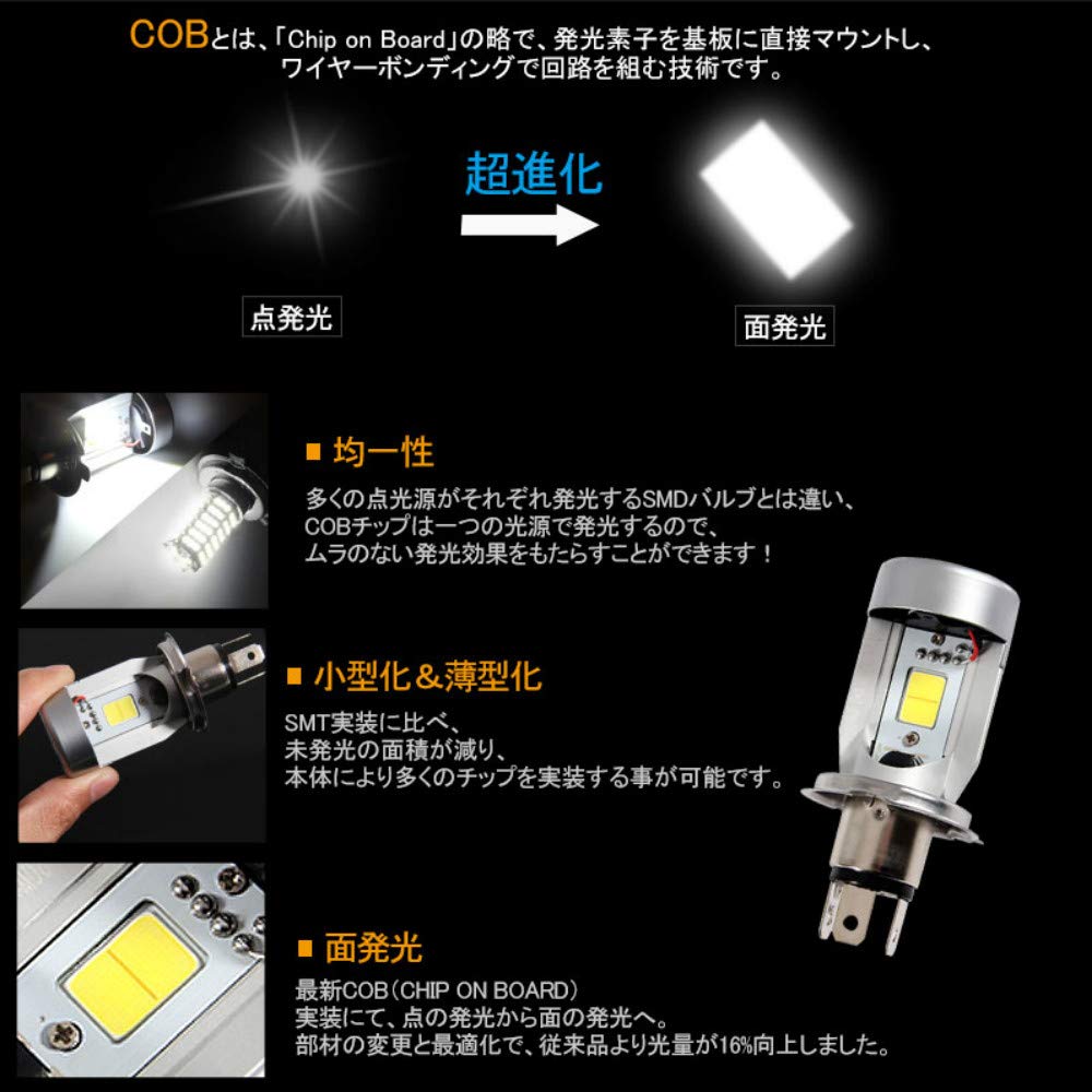 MOTOSTAR Motorcycle LED Headlight, H4 HI/LO Switchable, HS1 LED Bulb, 6000K, High Brightness,