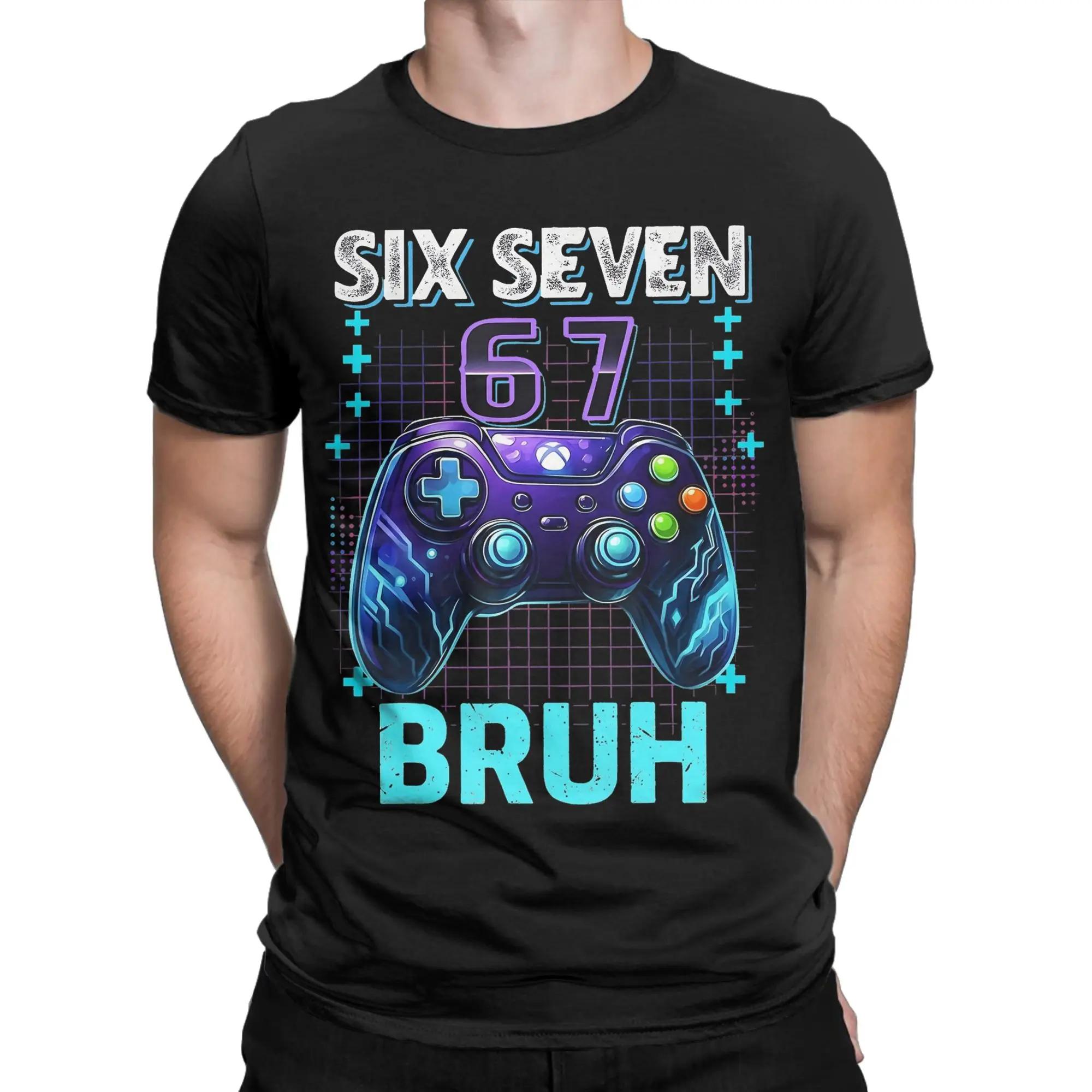 

Funny Six Seven 67 Bruh Birthday Boy Gamer T-Shirt for Men Cotton T Shirts Italian Brainrot Short Sleeve Tee Shirt Summer Tops S чёрный