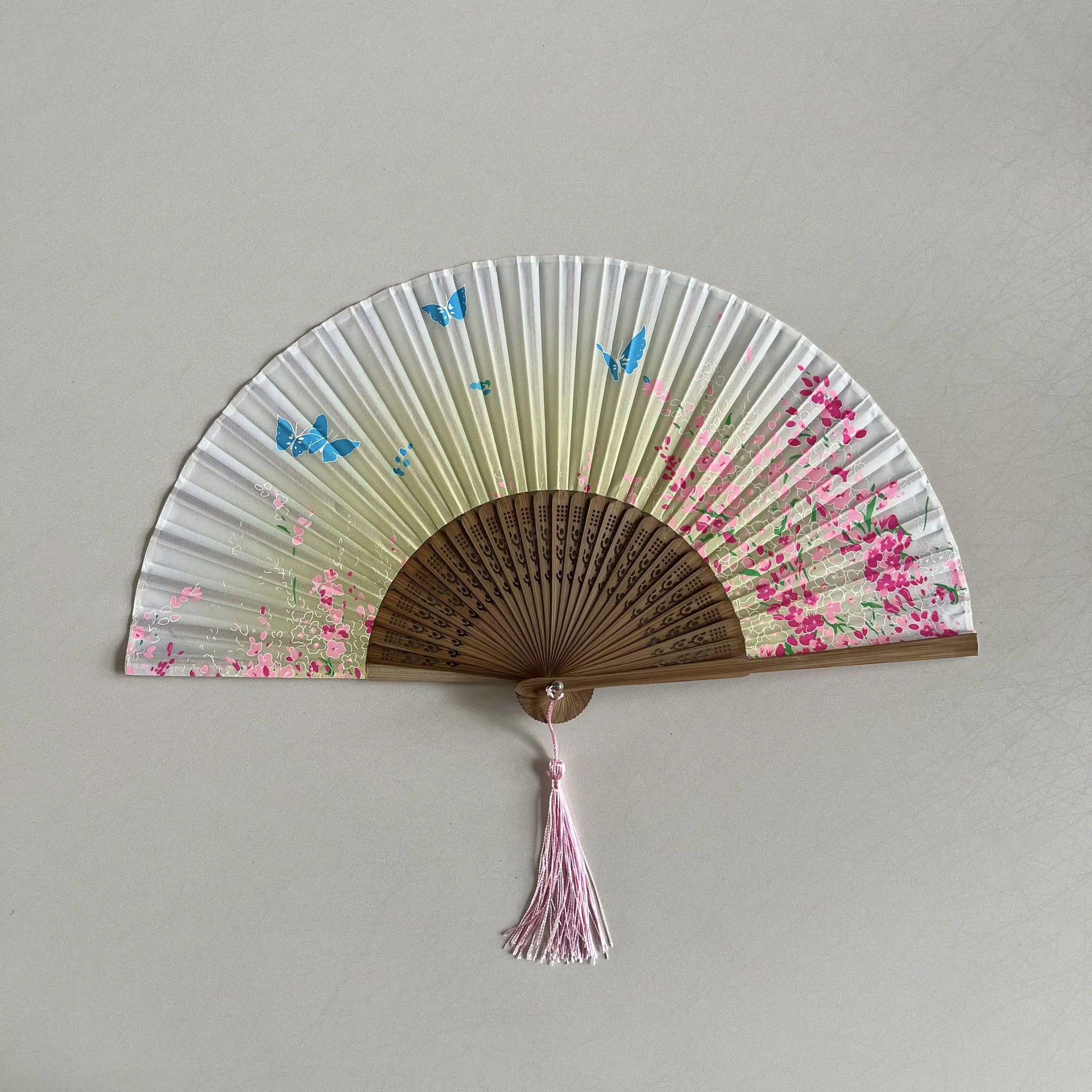 

Antique-Style Portable Chinese Bamboo Folding Fan: Hanfu Qipao Classical Design