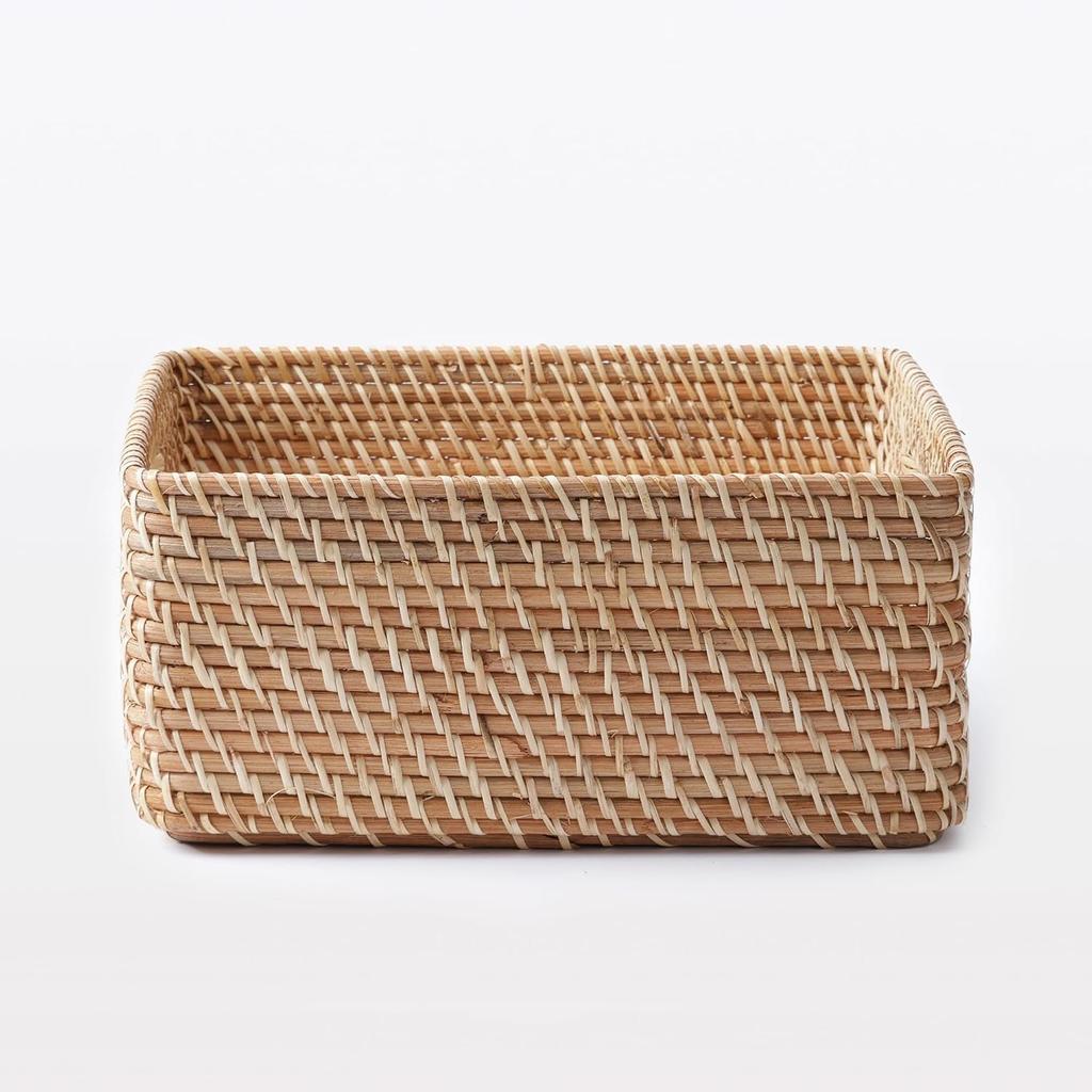 MUJI Stackable Rattan Square Medium 35cm W X 36cm D X 16cm H 18021833 Basket Basket, (V) Approx.