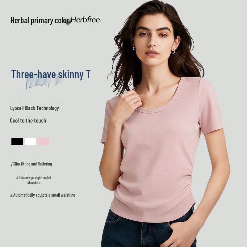 Women's Slim-Fit Lyocell Tencel Short-Sleeve T-Shirt