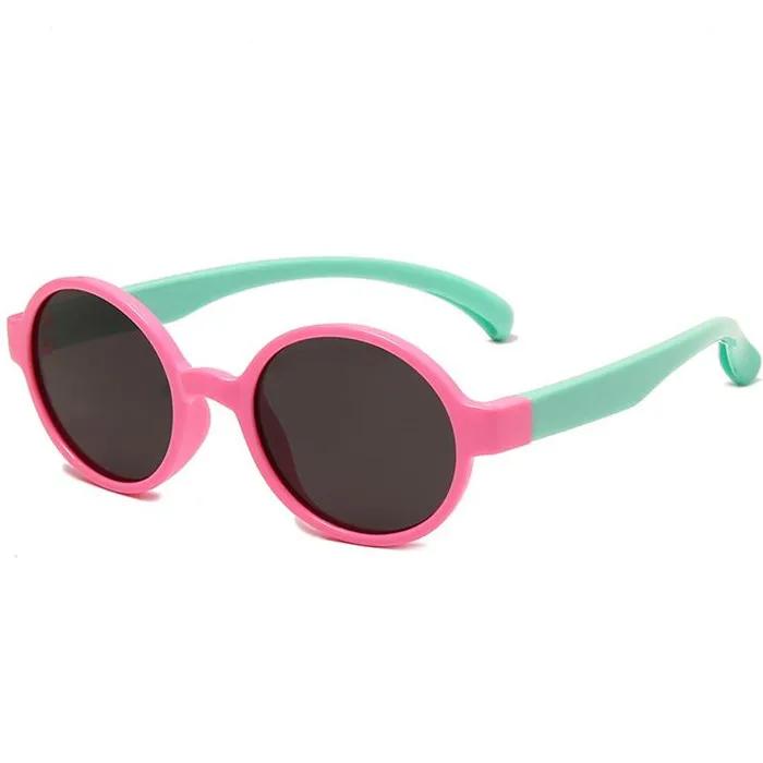 Classic Vintage Silicone Sunglasses Kids Cute Round AC Lens UV400 Shade Protective Glasses Boys Girls Outdoor Use Travel Sunglasses