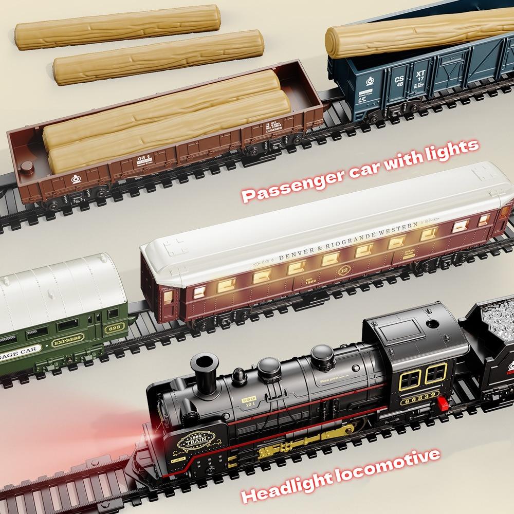 Electric Train Toy With Lights And Sound Train Set For Under Christmas Tree, Locomotive Train Model With Track Birthday Gifts