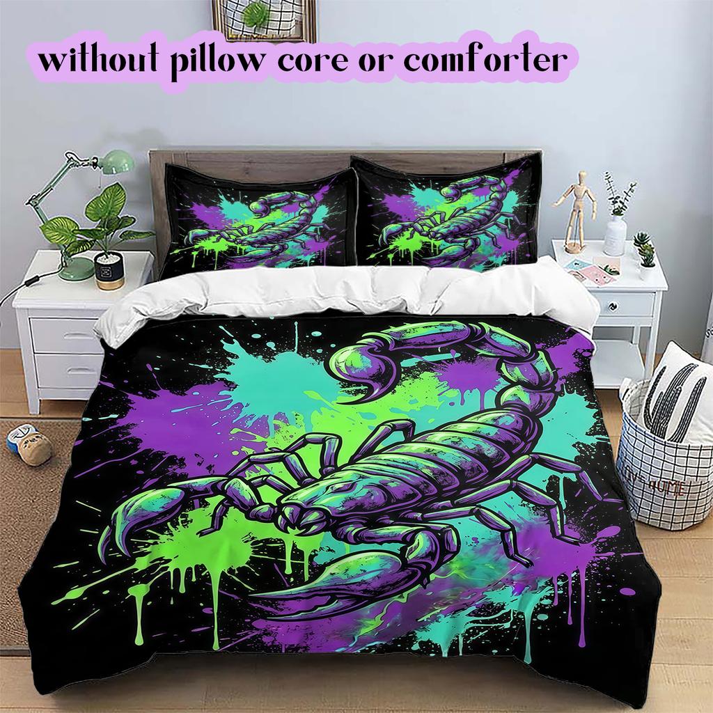 Splashing Ink Death  Pattern Bedding Quilt Set Quilt Cover Pillowcase Home Decoration Birthday Gift (1 * Duvet Cover + 2 * Pillowcase, Without Core)