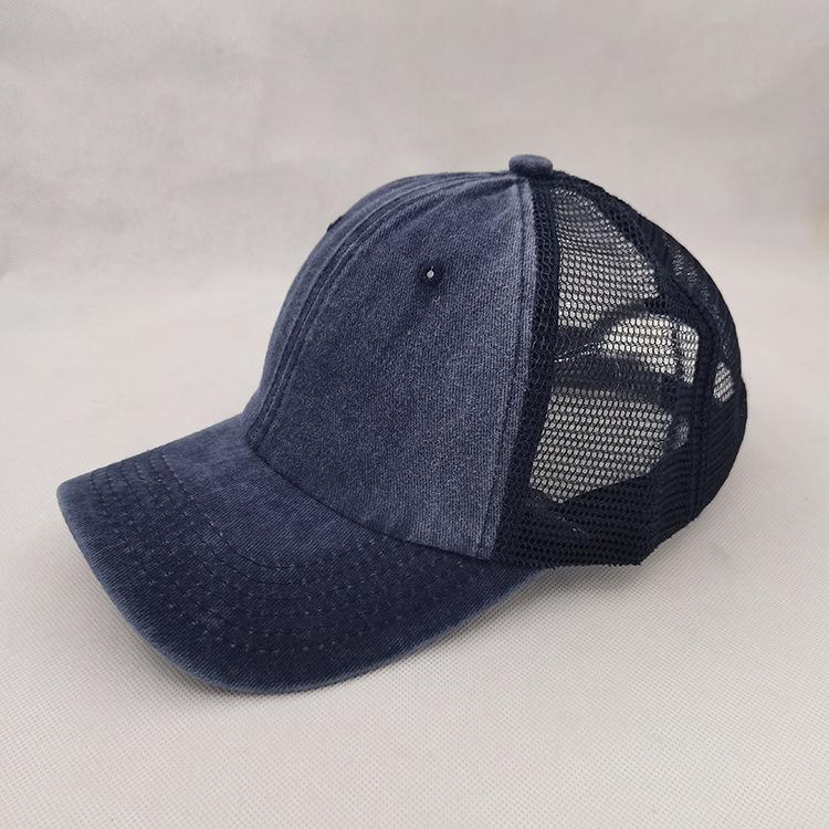 Custom Summer Solid Color Washed Cotton Mesh Hat Baseball Cap Men'S Outdoor Sun Protection Sunshade Fashion All-Match Woman Hats