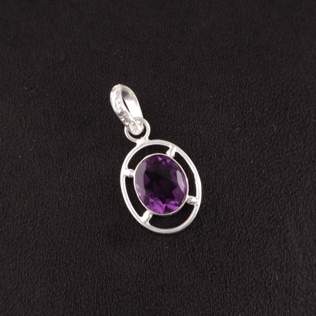African Amethyst Stone Sterling Silver Anniversary Gift Engagement Boho Pendant PP-6-4