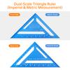 12 Inch Blue Aluminum Alloy Metric Imperial Scale Triangle Ruler Set with Stair Gauges Angle Square Durabled Woodworking Carpentry Tools Accessories