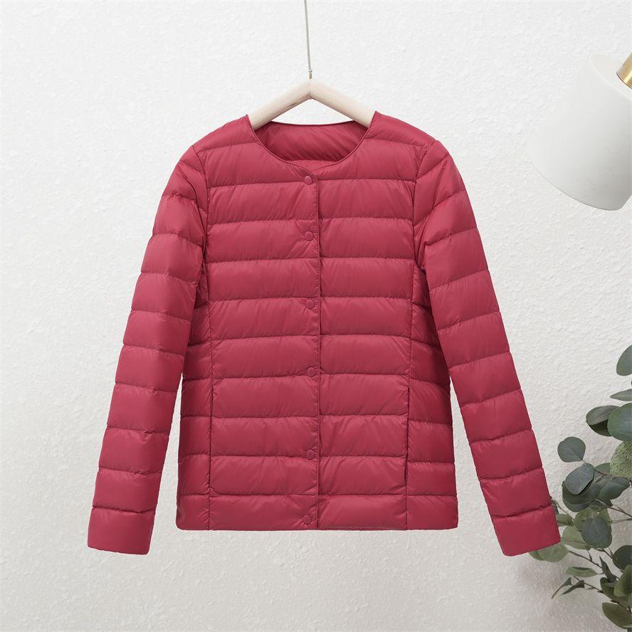 Lightweight and Warm White Duck Down Coat for Women, Simple and Stylish Outerwear