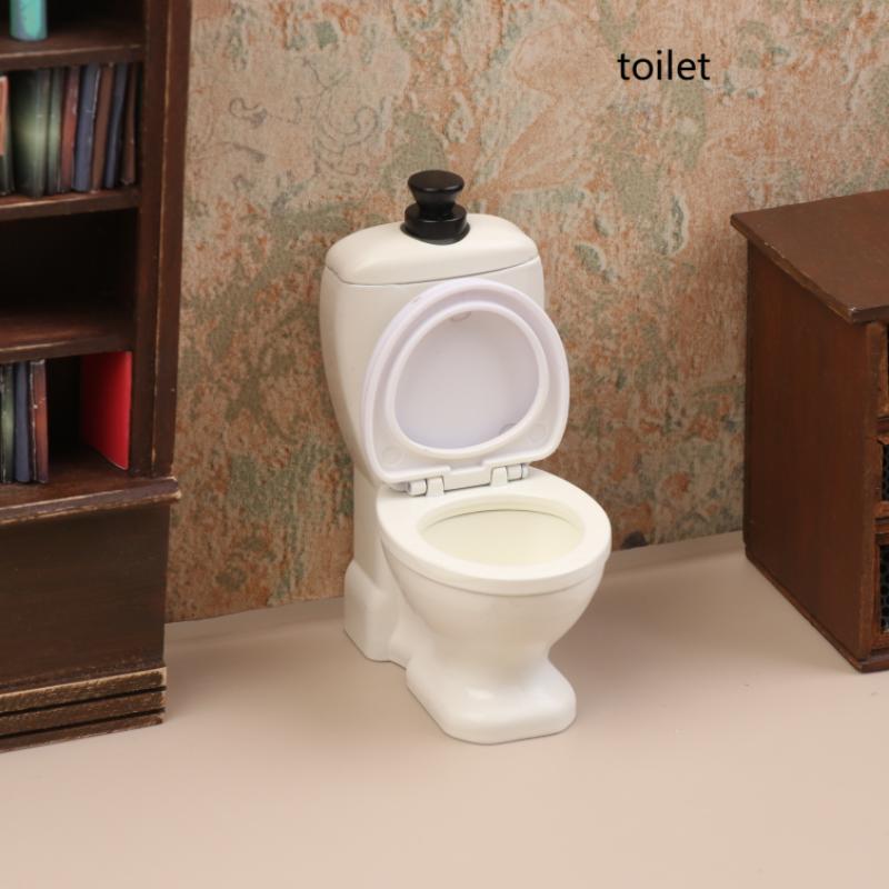1/12 Dollhouse Simulation Bathtub Toilet Wash Basin Cabinet Model Dollhouse Bathroom Furniture Decoration Doll House Accessories