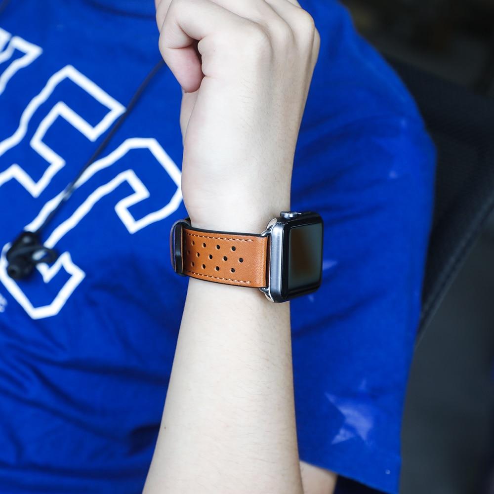 Genuine Leather Strap for Apple Watch SE 7 6 band 45mm 41mm/44mm/40mm