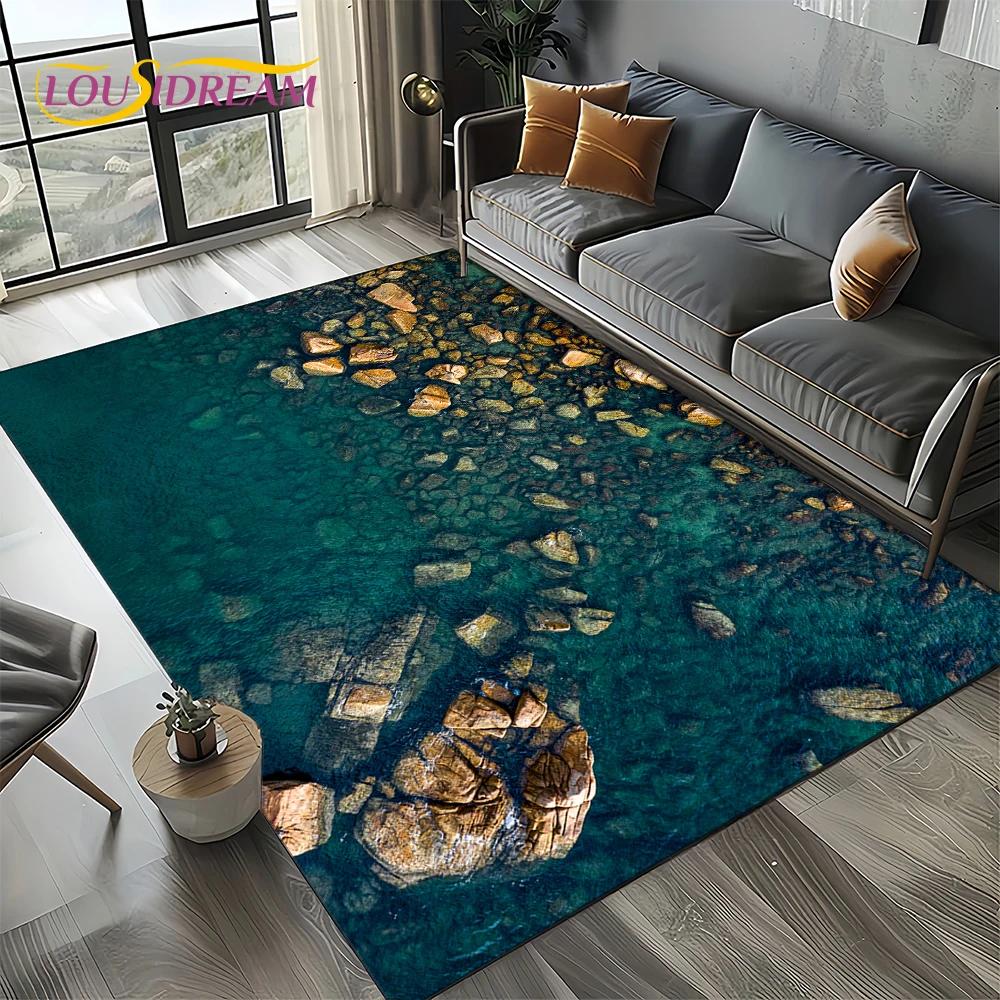 27 Style New Sea Water Beach Reef Nature Scenery Carpet Rug for Living Room Bedroom Home Sofa Decoration,Kids Non-slip Floor Mat