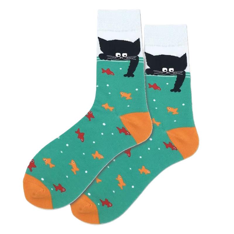 Trendige Socken - Herren Große Größe Mittellange Baumwollsocken, Tierleben Serie Thema Trendige Socken