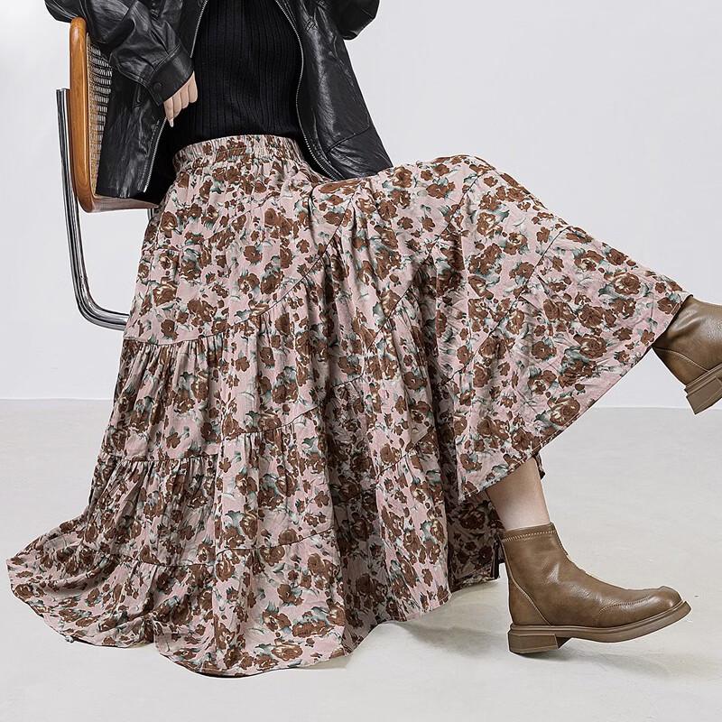 Dámská květinová maxi sukně s vysokým pasem a elastickým pasem