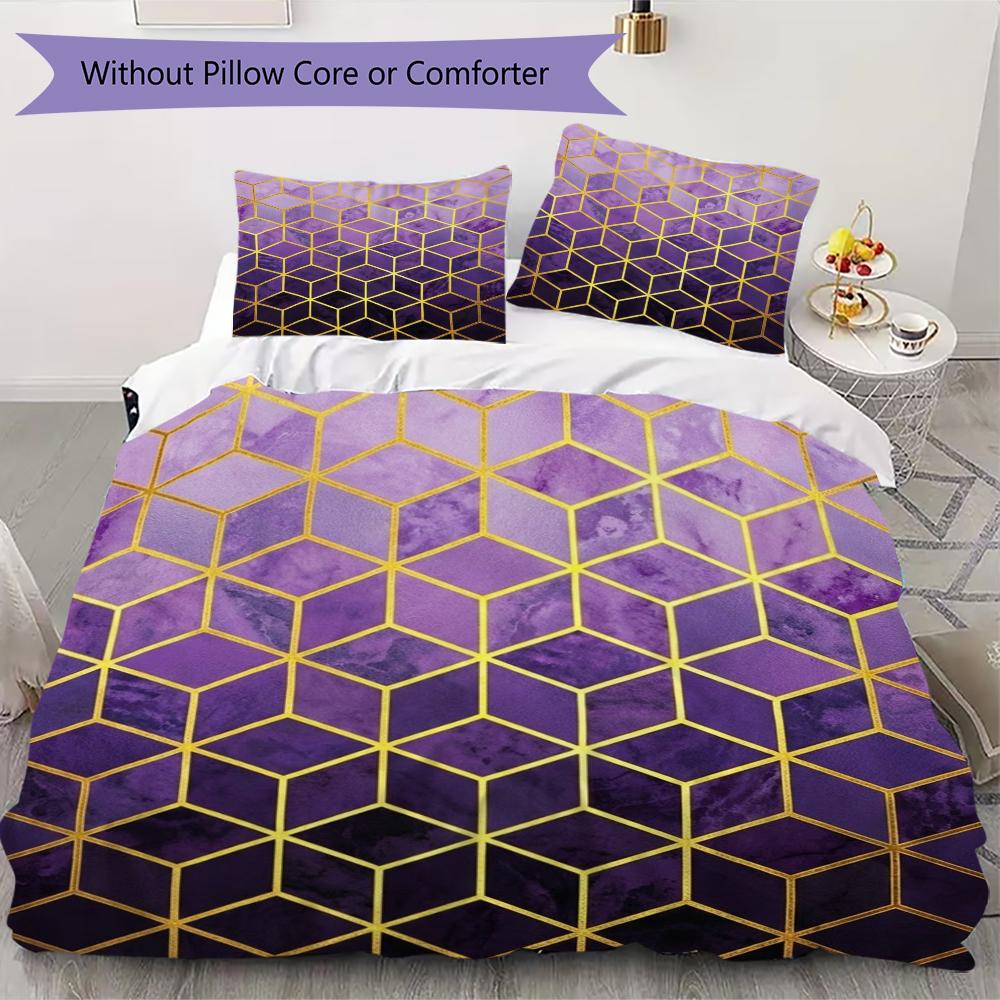 Einfaches Geometrisches Muster Bettwäsche-Steppdecken-Set Steppdecke Kissenbezug Heimdekoration Geburtstagsgeschenk (1 Bettbezug + 2 Kissenbezüge (ohne Füllung))20