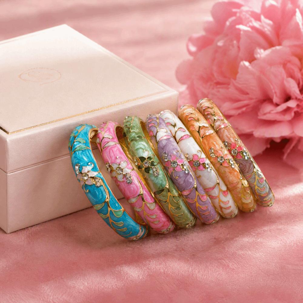 1cm Chinese Cloisonne Bracelet Traditional Women's Hand Bracelet  Gifts for Women Girl