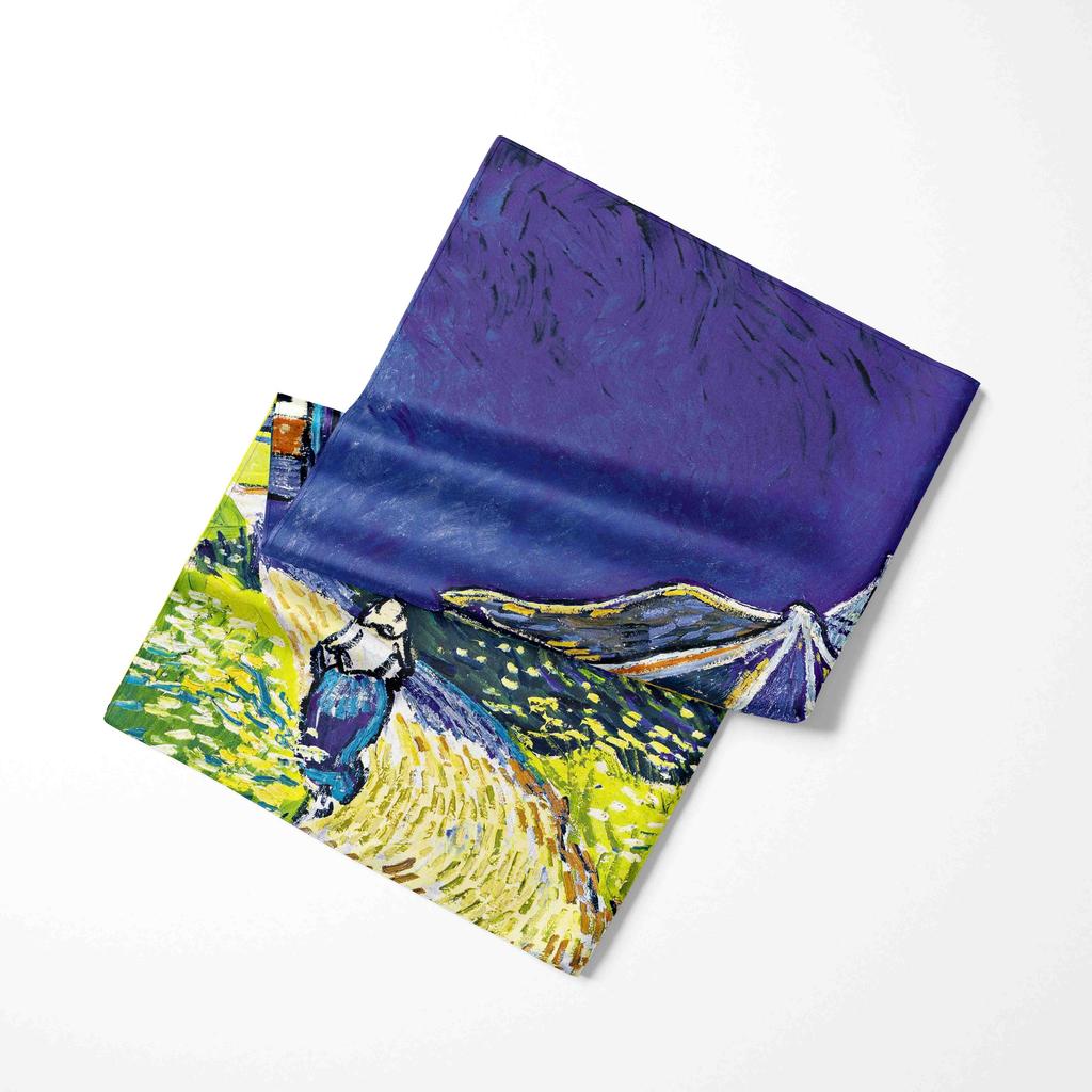 70cm Flower Oil Painting  New Spring Winter Silk Scarf Men Luxury Brand Designer Fashion Scarves Plaid for Women Scarf