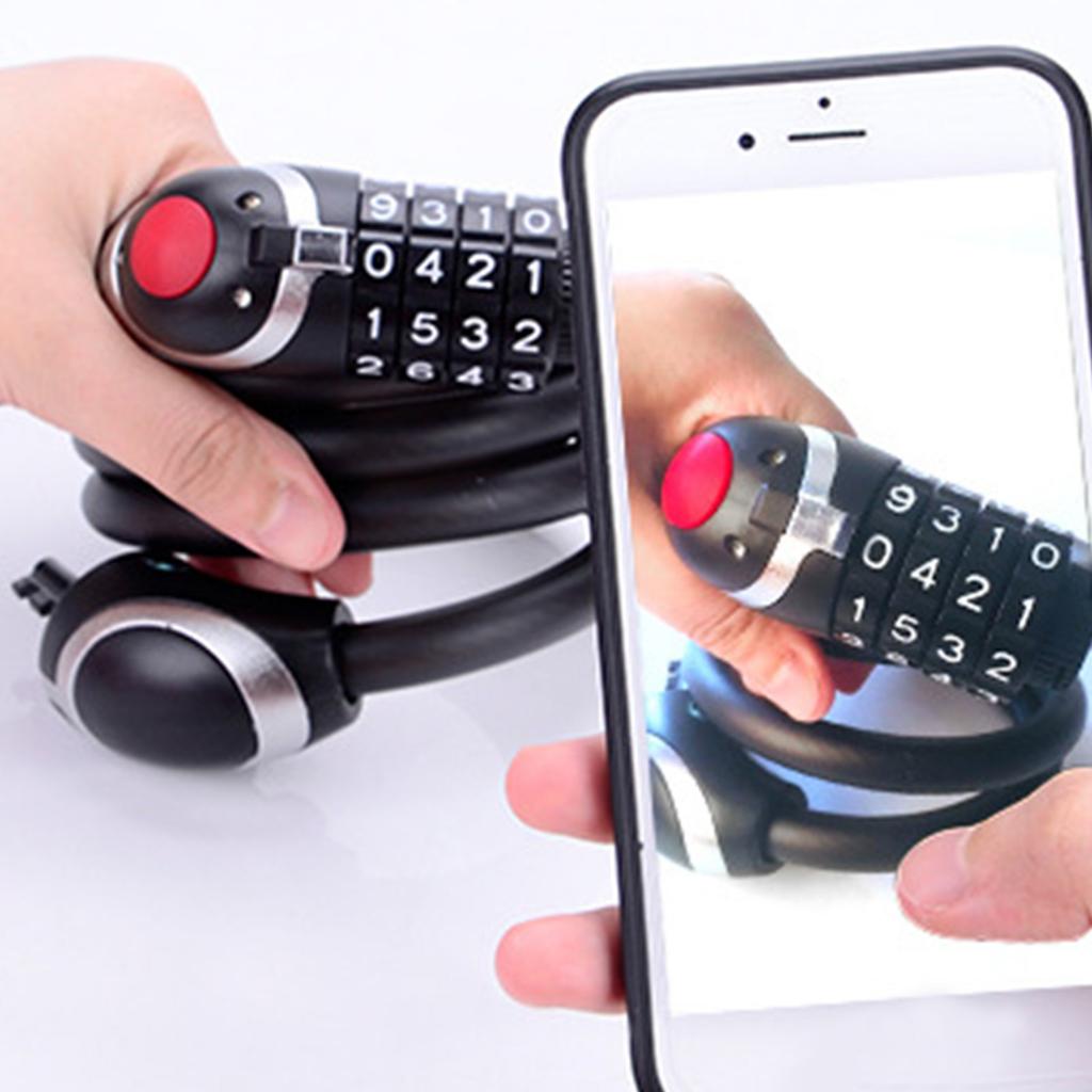 1.5m Bicycle Lock Cutting Resistant PVC Coating Flexible Cable 4 Digit Security Combination Lock for Outdoor Activities