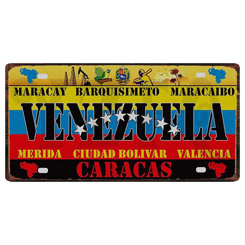 YZFQ Mexico Spain Metal Tin Sign Colombia USA Poster For Wall Restaurant Bar Home Decor 30X15CM Customizable DC-1512A