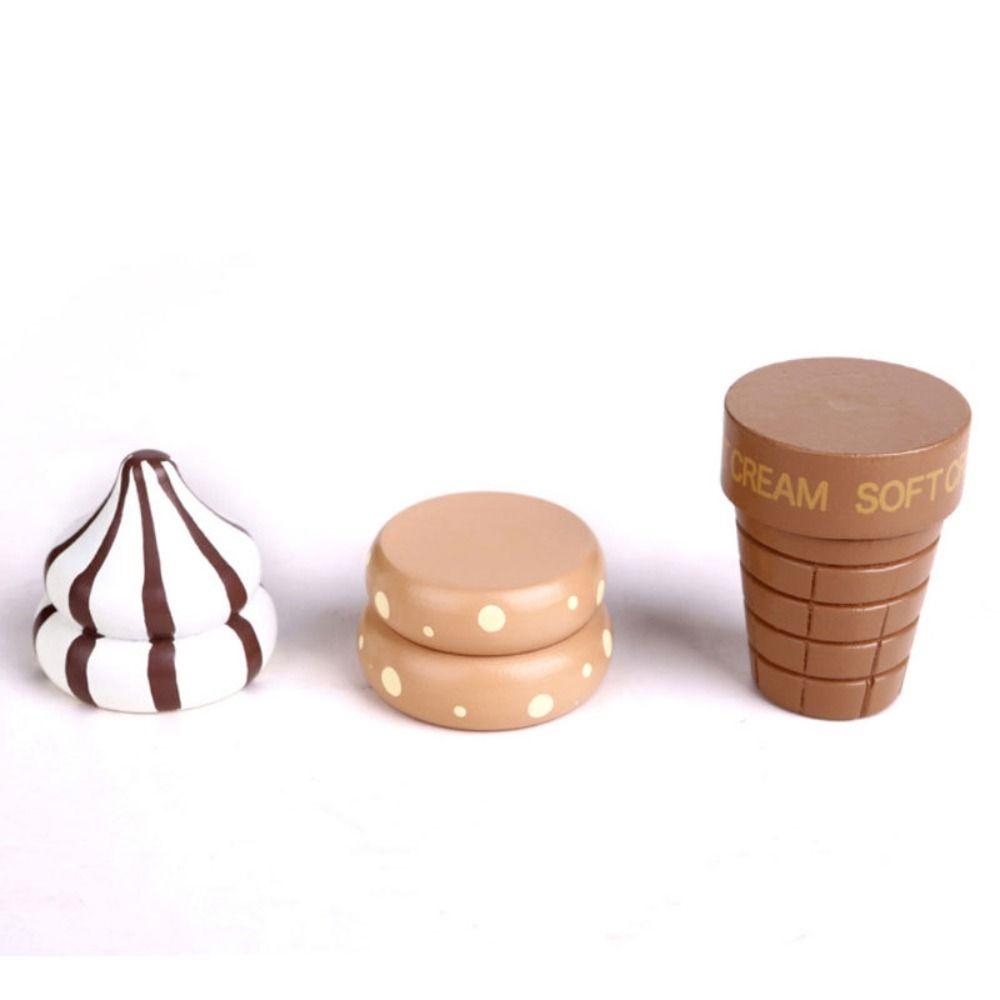 Kids Gift Wooden Simulation Ice Cream Wooden Kitchen Toys Pretend Play House Model Food Toys