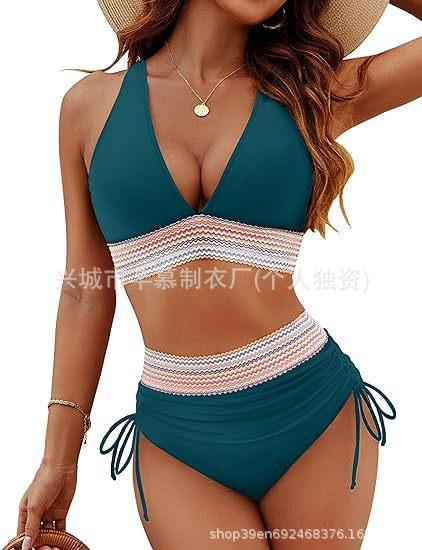 New swimsuit women's split sexy bikini high waist belly cover neck tight explosion