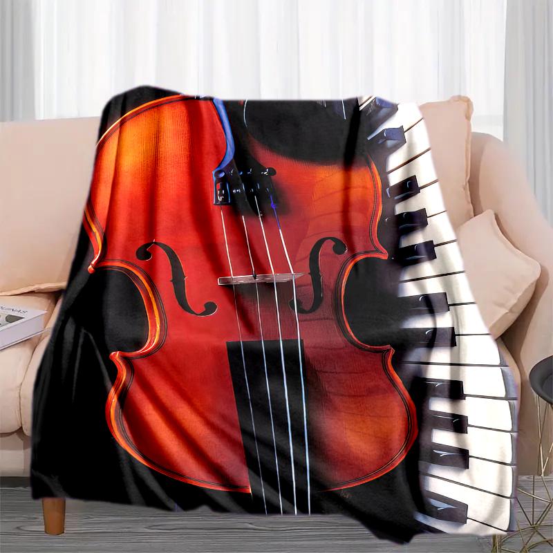 

1PC Piano keys music printed blanket, all season lightweight home office outdoor nap multifunctional blanket A18 80cm x 120cm