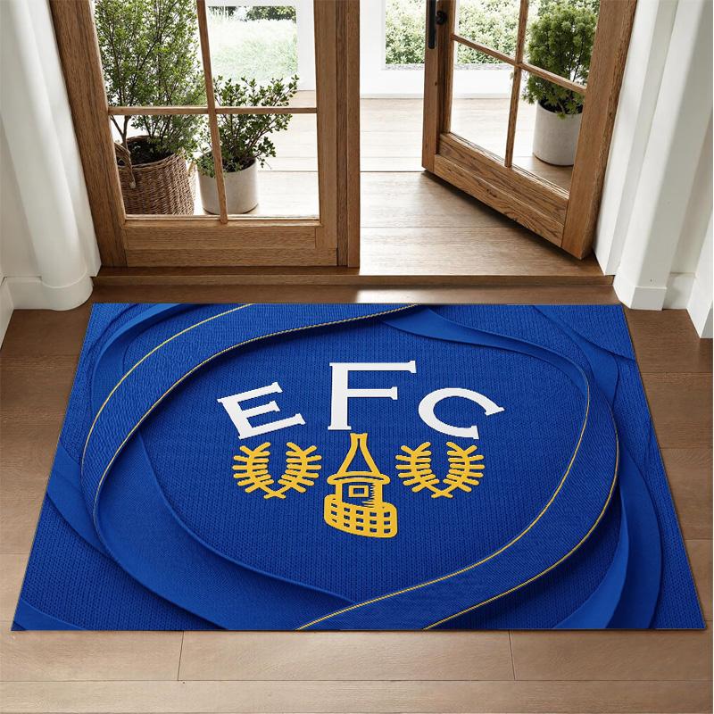 Everton Football Design Crystal Velvet Rug Soft Decorative Mat for Bedroom Entrance