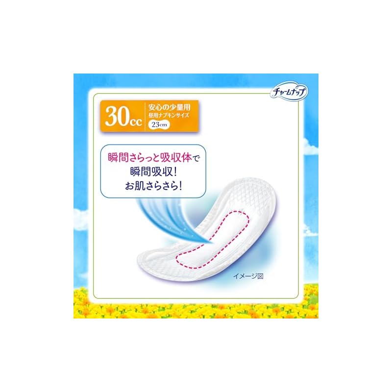 Charmnap [Jumbo Pack] Absorbent Sanitary Napkins, Light Incontinence, Wingless, 30cc, 23cm, 44 pieces.