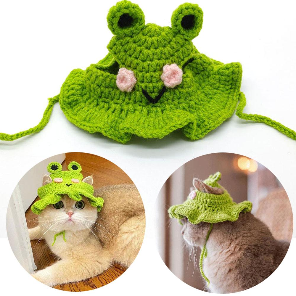 Cute Refined Cat Hat Elastic Autumn Winter Pet Puppy Kittens Knitted Headgear Party Photo Shooting Props Decoration Pets Costume