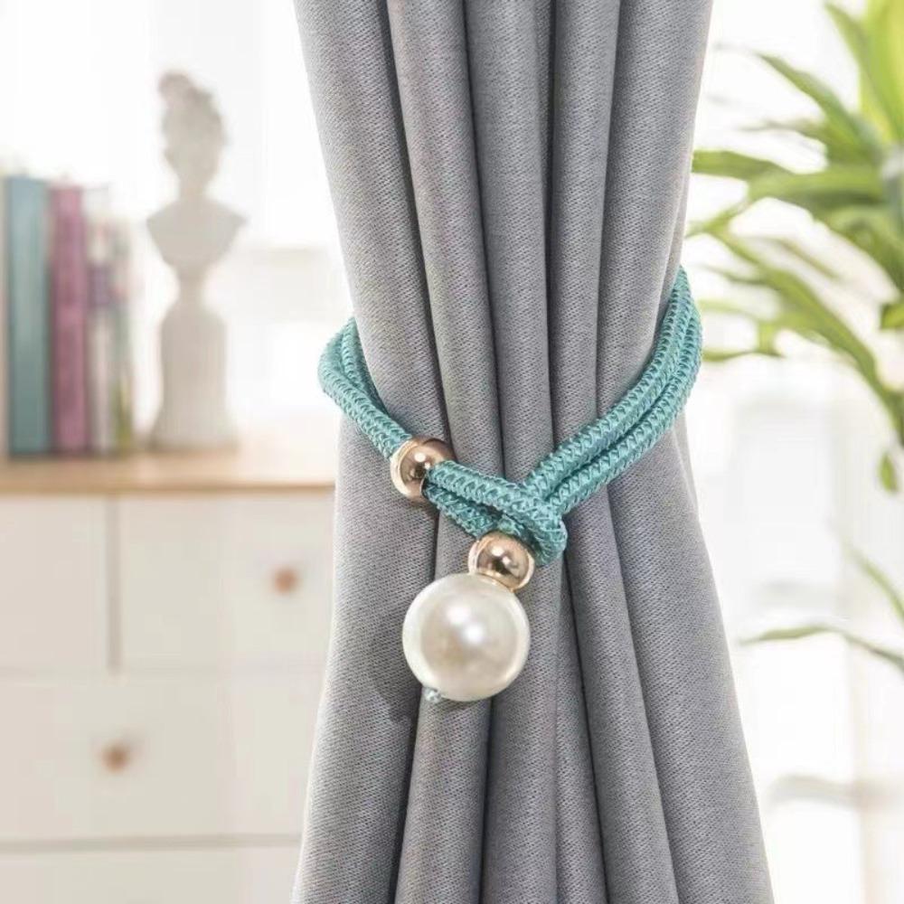 

Polyester Pearl Curtain Tieback High Quality Adjustable Pearl Curtain Buckle Beautifully Buckle Tie Rope Curtains Tie Rope Home світло-синій колір