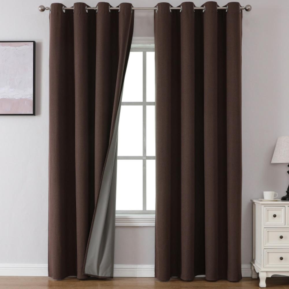 

1PC Composite Black Film Full Light-Blocking Curtain, Pre-Punched Sunblocking Finished Curtain for Living Room 132*160cm