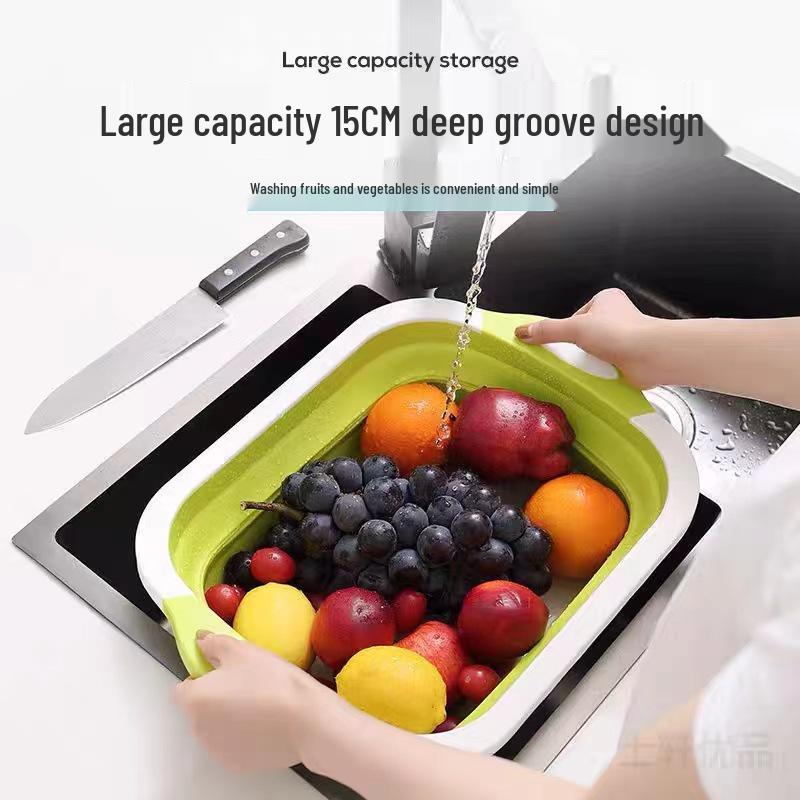 Multifunctional Folding Cutting Board and Sink Basket Combo for Kitchen Use