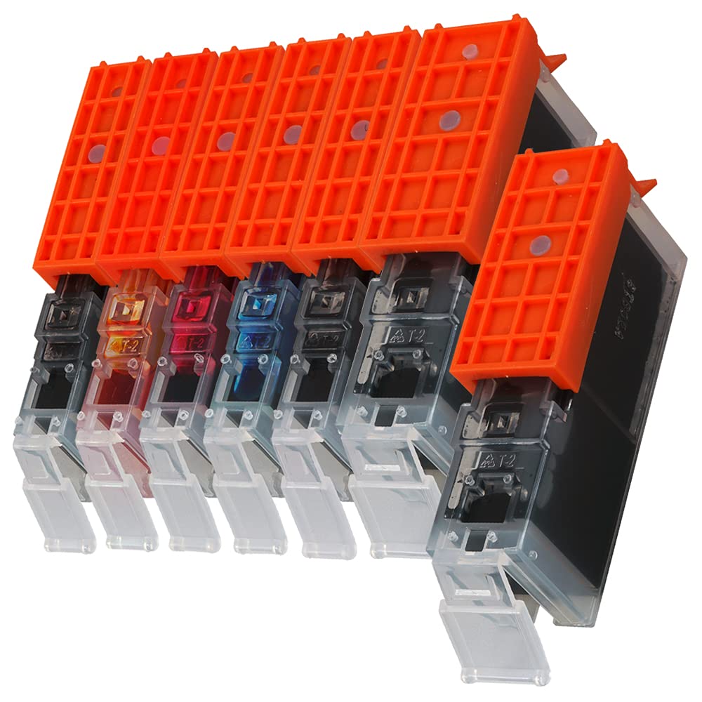 Colors 1 Black of 7 Compatible Canon 370 Ink Cartridges with New IC Chip for Latest Models BCI-371XL+370XL/6MP [6 + (Total High-Yield)] B/ue 371XL,